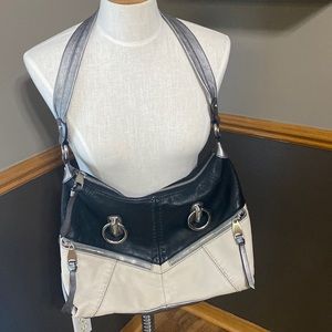 B. Makowsky Black and Cream Shoulder Bag